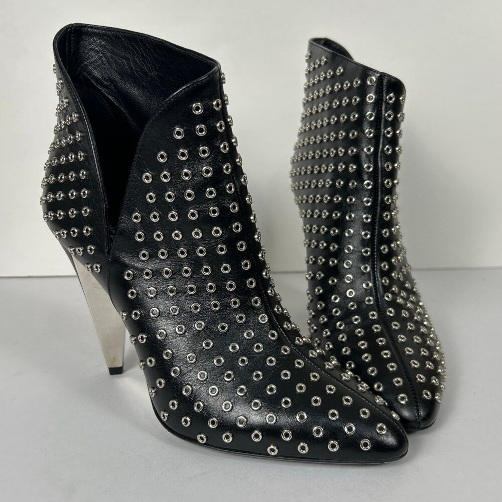 Michael Kors Collection Studded Leather Ankle Boots Italy Pointed Toe Stiletto S - Picture 5 of 15